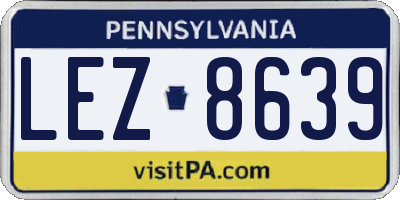 PA license plate LEZ8639
