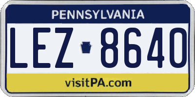 PA license plate LEZ8640