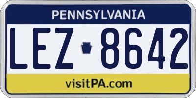 PA license plate LEZ8642