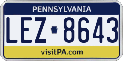 PA license plate LEZ8643