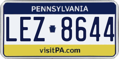 PA license plate LEZ8644