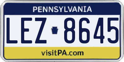 PA license plate LEZ8645