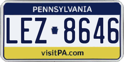 PA license plate LEZ8646