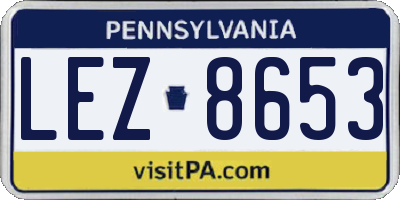 PA license plate LEZ8653