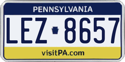 PA license plate LEZ8657