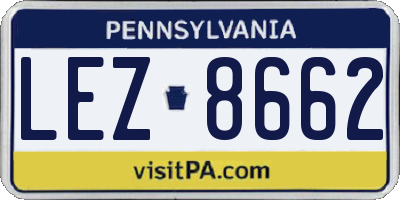 PA license plate LEZ8662