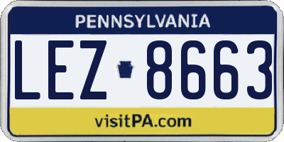 PA license plate LEZ8663