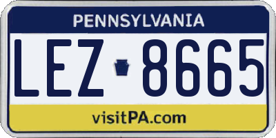 PA license plate LEZ8665