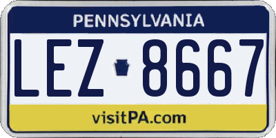 PA license plate LEZ8667
