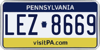 PA license plate LEZ8669