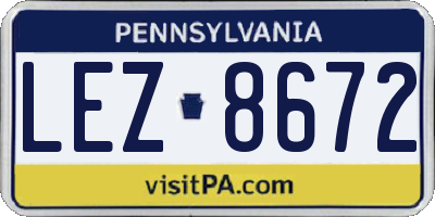 PA license plate LEZ8672