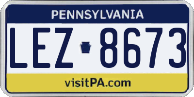 PA license plate LEZ8673