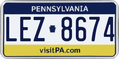 PA license plate LEZ8674