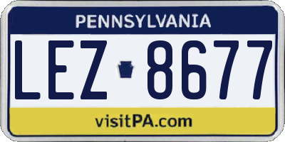PA license plate LEZ8677