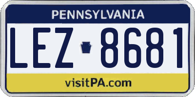 PA license plate LEZ8681