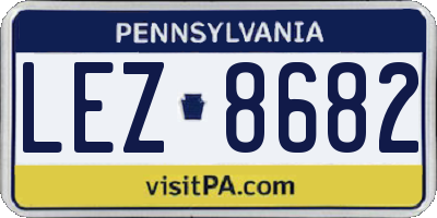 PA license plate LEZ8682