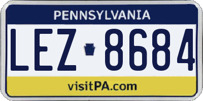 PA license plate LEZ8684