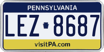 PA license plate LEZ8687
