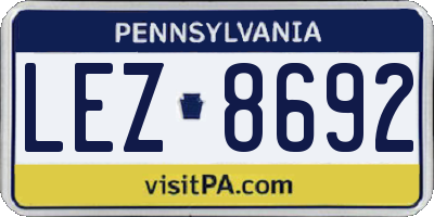 PA license plate LEZ8692