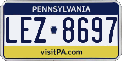 PA license plate LEZ8697