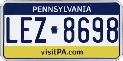 PA license plate LEZ8698