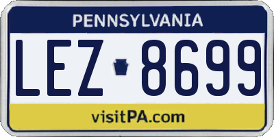 PA license plate LEZ8699