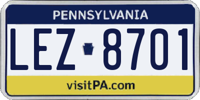 PA license plate LEZ8701