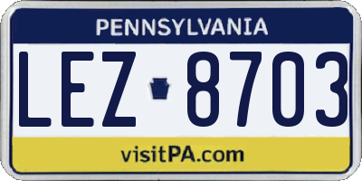 PA license plate LEZ8703