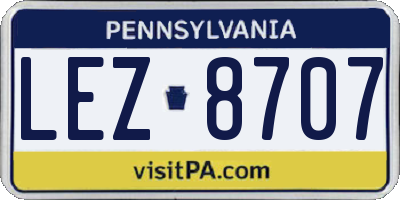 PA license plate LEZ8707