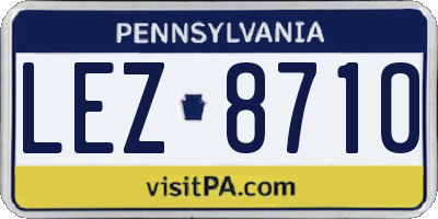 PA license plate LEZ8710