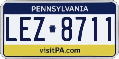 PA license plate LEZ8711
