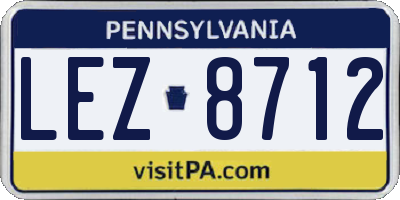PA license plate LEZ8712
