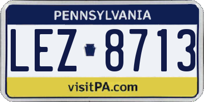 PA license plate LEZ8713