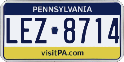PA license plate LEZ8714