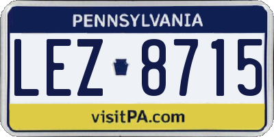 PA license plate LEZ8715