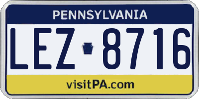 PA license plate LEZ8716