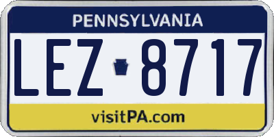 PA license plate LEZ8717