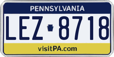 PA license plate LEZ8718