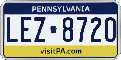 PA license plate LEZ8720