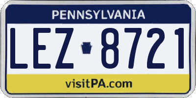 PA license plate LEZ8721