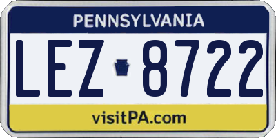 PA license plate LEZ8722