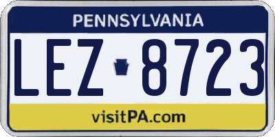 PA license plate LEZ8723
