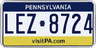 PA license plate LEZ8724