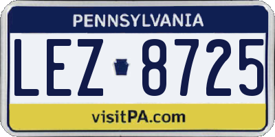 PA license plate LEZ8725