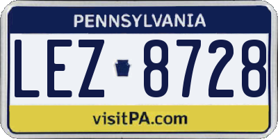 PA license plate LEZ8728