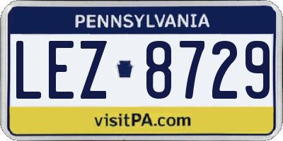 PA license plate LEZ8729