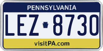 PA license plate LEZ8730