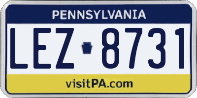 PA license plate LEZ8731