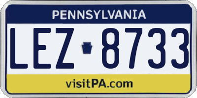 PA license plate LEZ8733