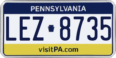 PA license plate LEZ8735